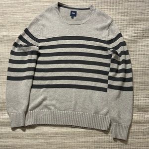 grey and black striped oversized sweater